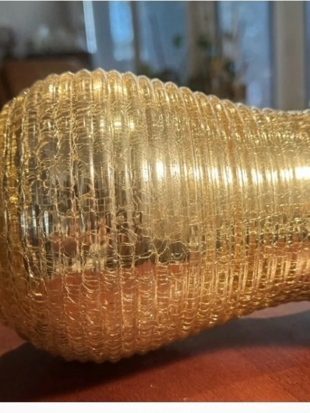 Champagne Sparkling Gold Glass Hurricane Candle Holder, 10